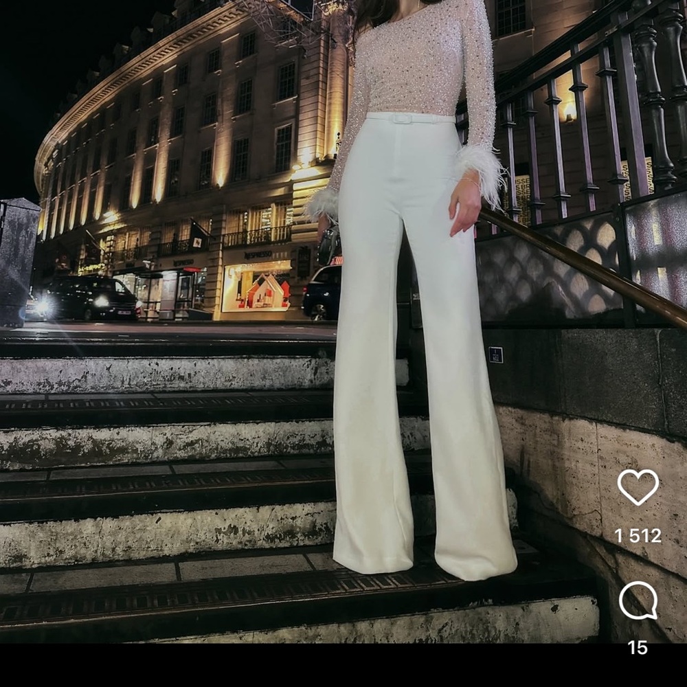 White bridal jumpsuit by Nadine Merabi - Picture 10 of 10